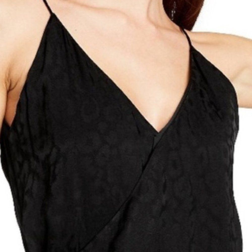 CUSHNIE x Target Dress Women's 4 Black Leopard Print Wrap Slip LBD Asymmetric